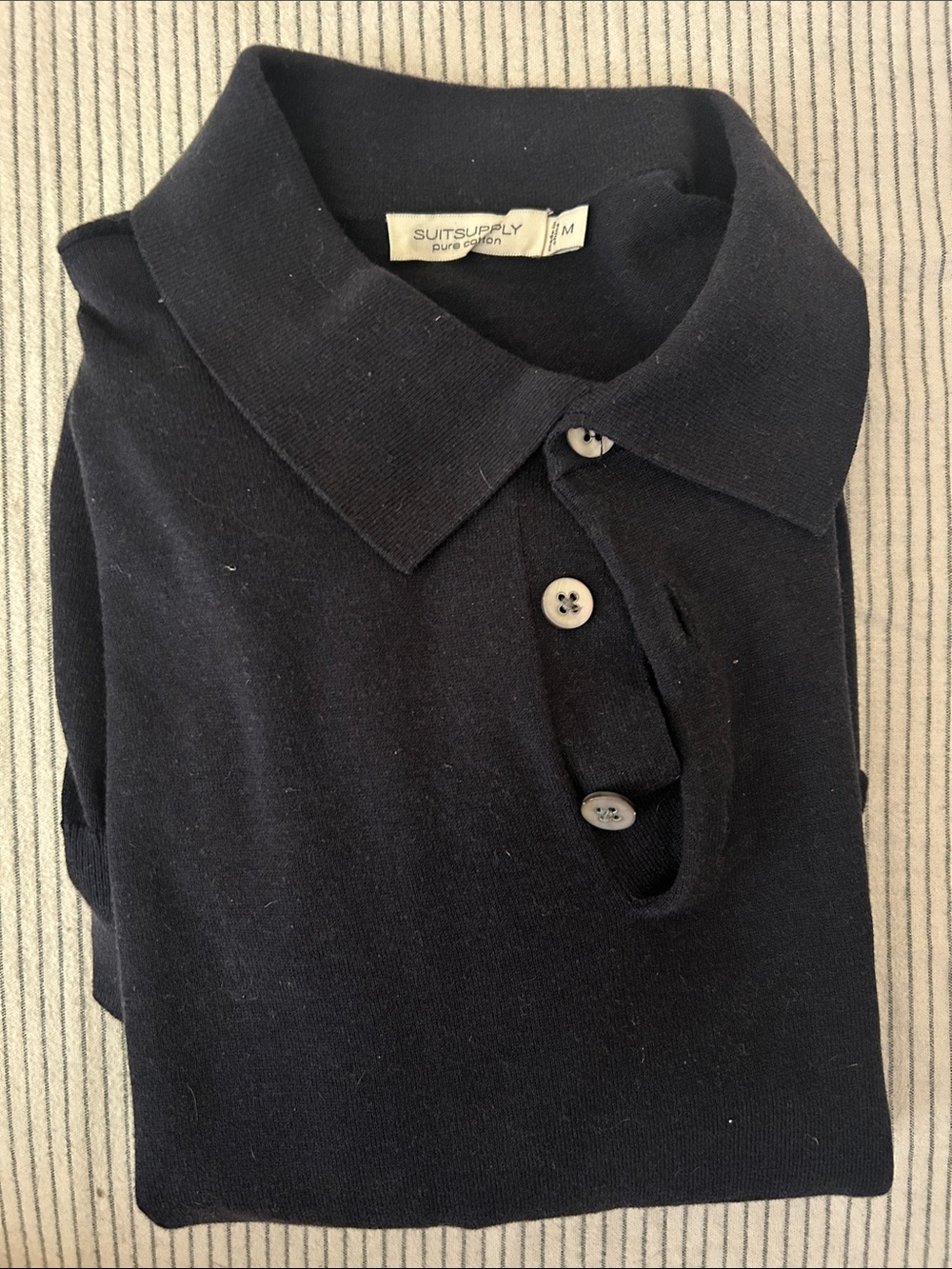 Suitsupply Navy Polo Shirt - Soft Knit pure cotton size M